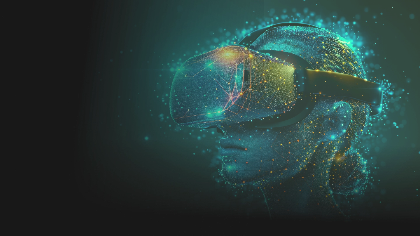 Mulher com óculos de realidade aumentada